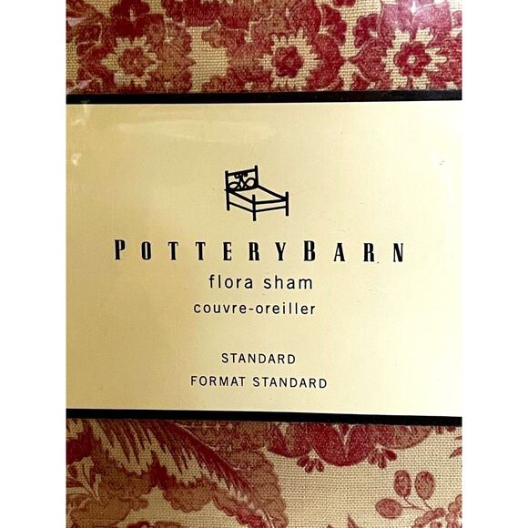 NEW Pottery Barn Flora Red Std Pillow Sham Toile Floral More Available - Picture 3 of 5